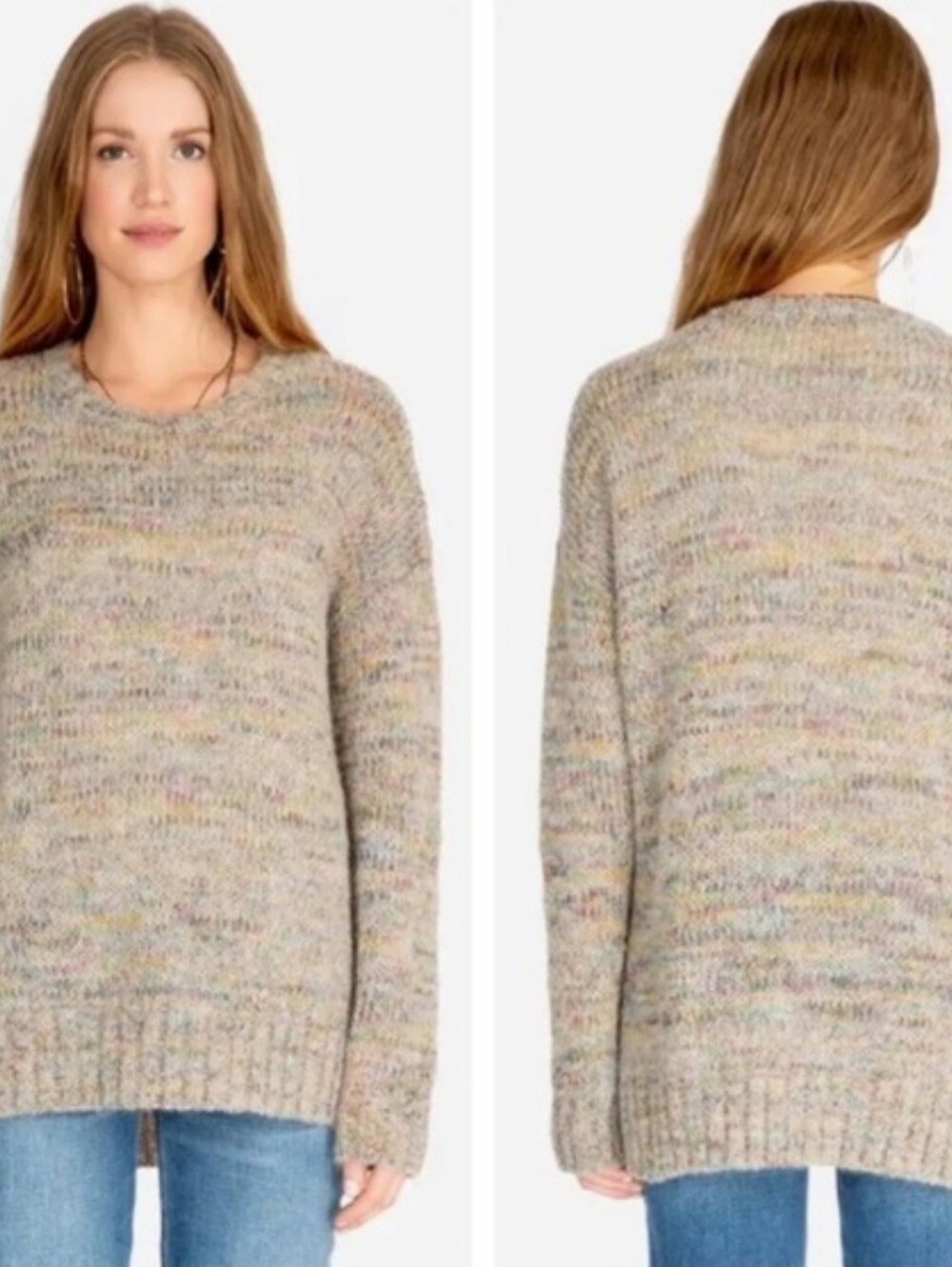 Johnny Was Alpaca Nylon Loose Knit fuzzy sweaterCrew Long Sleeve Women's Size L